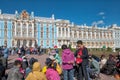 People near The Catherine Palace. Tsarskoye Selo, Saint-Petersburg, Russia Royalty Free Stock Photo